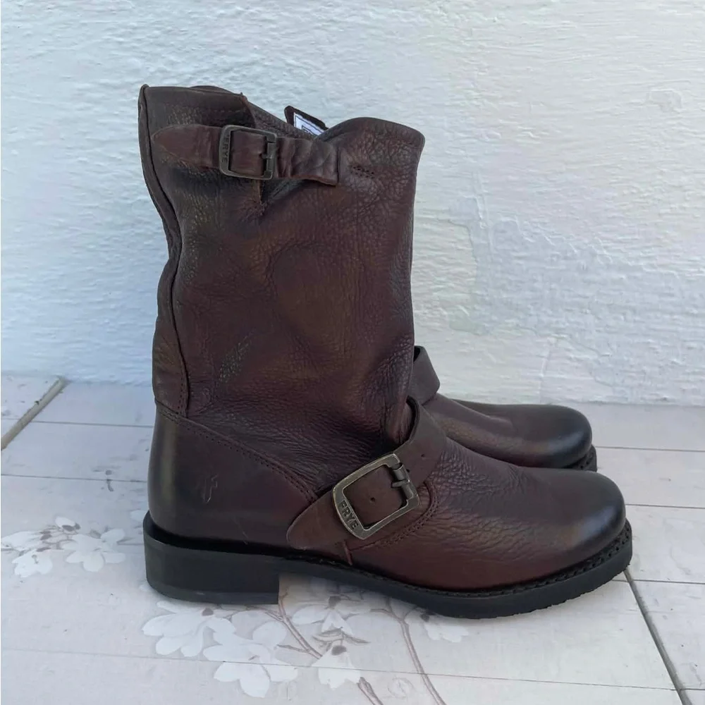 Frye Brown Leather Harness Boots